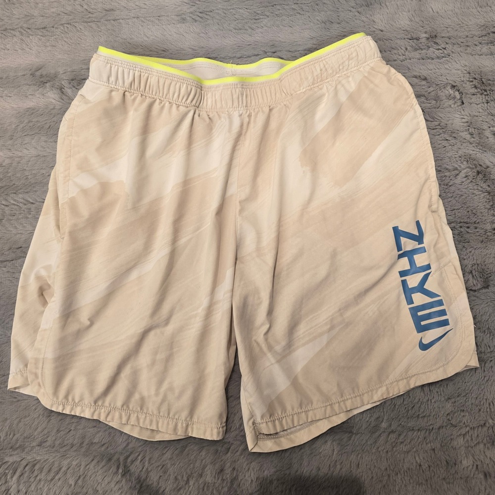 Nike Dri-FIT Loose Fit Training‎ Shorts Mens Small Beige Camo Neon CJ2014-247